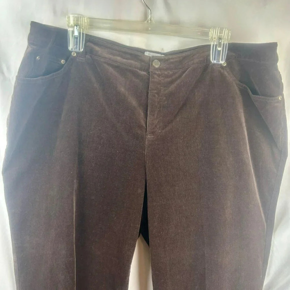 Charter Club Corduroy Pants Women Plus 24 Brown Classic Fit Straight Leg Stretch - Picture 2 of 6